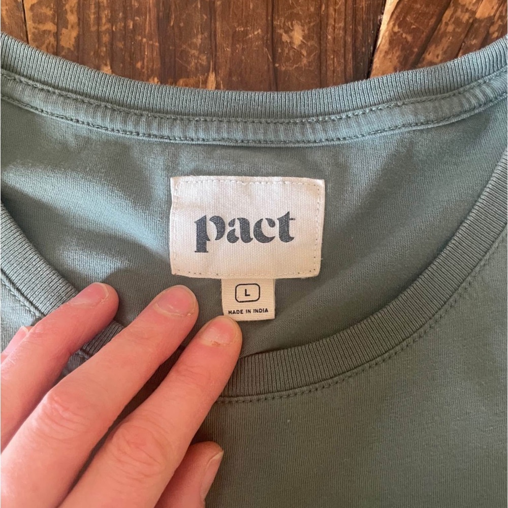 Men’s Pact Green Short Sleeve Organic Cotton Tee Size L